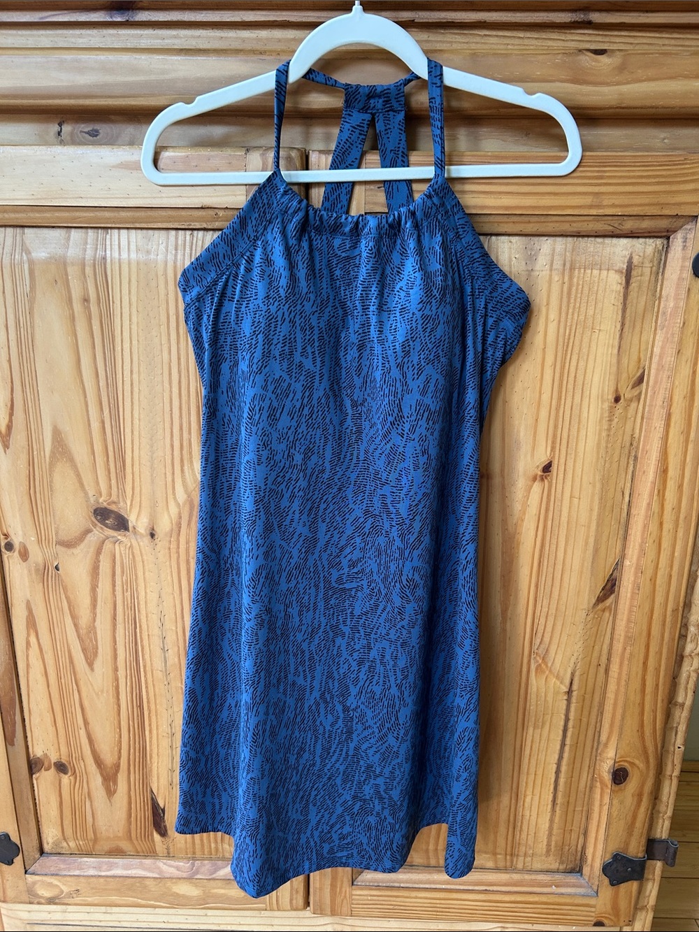 Eddie Bauer Royal Blue Abstract Print Halter Dress Sleeveless Mini